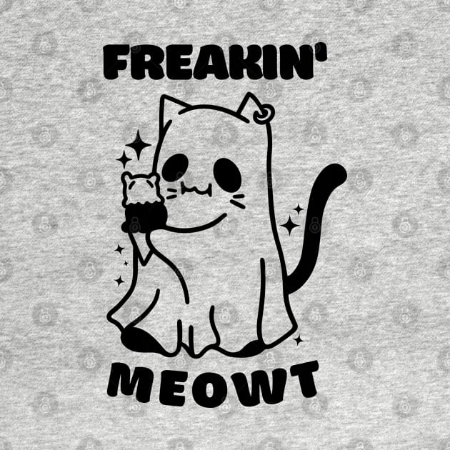 Funny and Cute Halloween Ghost Freakin' Meowt by ChasingTees